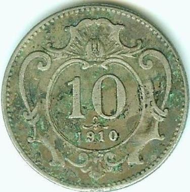 Zdjęcie oferty: AUSTRIA 10 HELLER 1910 Ni - bardzo ładny stan