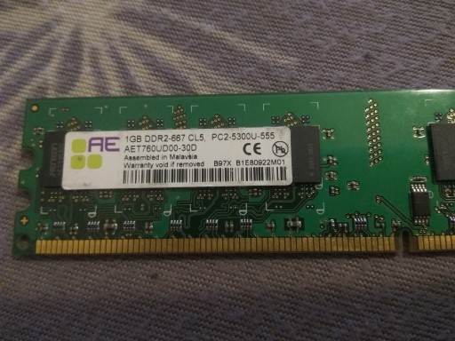 Zdjęcie oferty: PC Ram AE 1GB DDR2 667 CL5 5300 U