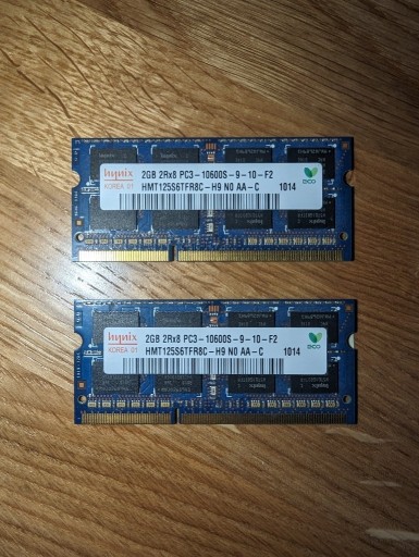 Zdjęcie oferty: Komplet 4GB (2x2GB) SODIMM DDR3 1333MHz HYNIX