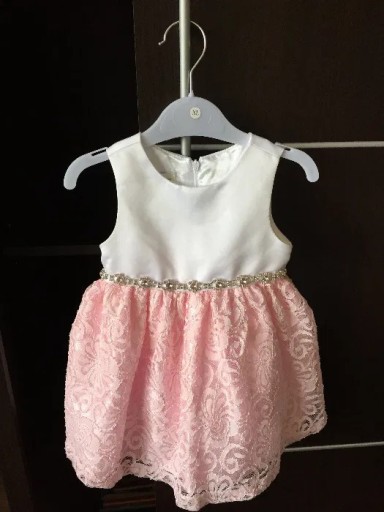 Zdjęcie oferty: Sukienka dziewczęca biało-różowa, 12-18 miesięcy.
