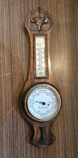 Zdjęcie oferty: Stary drewniany barometr termometr 