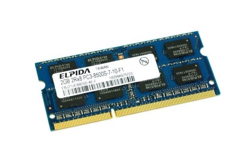 Zdjęcie oferty: Pamięć laptopowa Elpida 2GB DDR3 PC3-8500 1066MHz