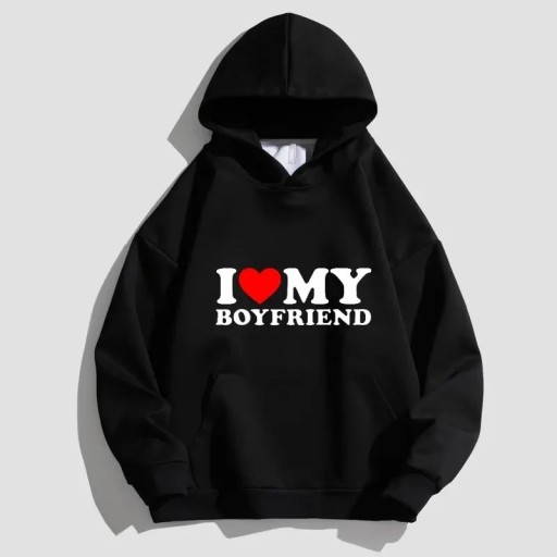 Zdjęcie oferty: Czarna bluza z kapturem i love my boyfriend