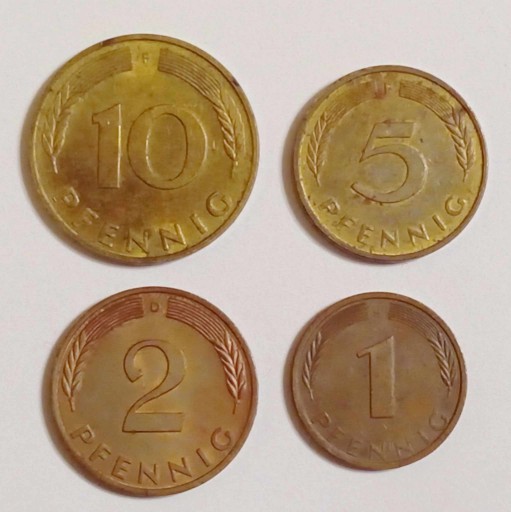 Zdjęcie oferty: Zestaw pfennigów RFN: 10 5 2 1 pfennig 1980 1991