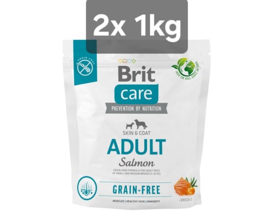 Zdjęcie oferty: Brit Adult 2x 1kg + Gratis, Salmon 2kg Grain Karma