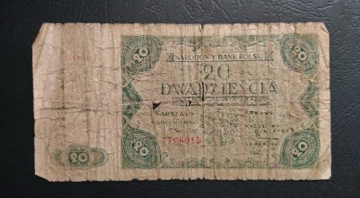 Zdjęcie oferty: Stary banknot Polska 20 zł 1947 rok PRL 