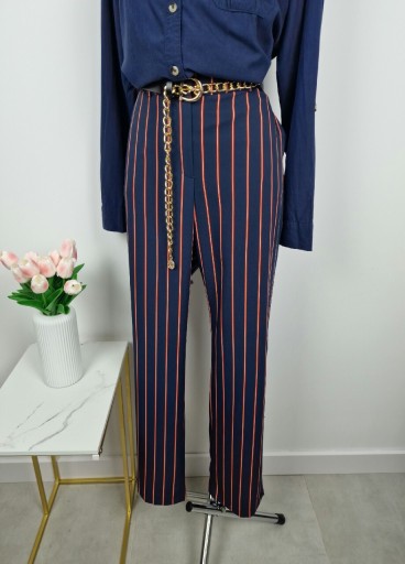 Zdjęcie oferty: Spodnie z szerokimi nogawkami w paski proste wysoki stan eleganckie