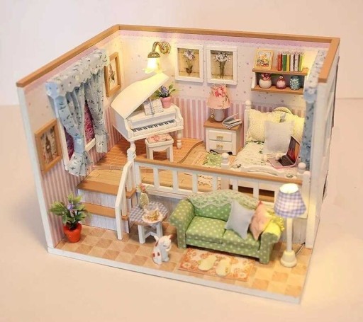 Zdjęcie oferty: Model mini domku pewne wyposażenie LED 3D puzzle