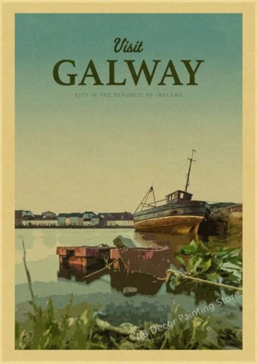 Zdjęcie oferty: PIĘKNY plakat vintage GALWAY Irlandia