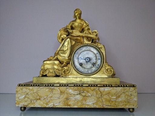 Zdjęcie oferty: Zegar kominkowy złocony, niciak, Francja XIXw.