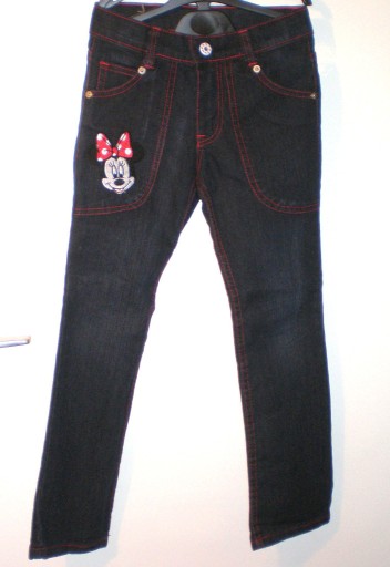 Zdjęcie oferty: granatowe jeansy z Minnie na 128