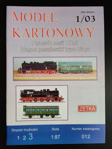 Zdjęcie oferty: Zetka 012 - parowóz serii OKo1, wagon typu C3 pr