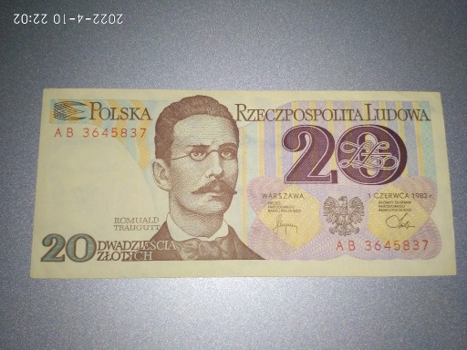 Zdjęcie oferty: Banknot 20 zł z PRL z 1982 r Pewex seria AB3645837