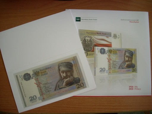 Zdjęcie oferty: 20 zł Niepodległość, Piłsudski 2018 + folder