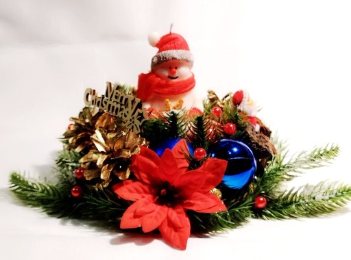 Zdjęcie oferty: Stroik Dekoracja na stół Świeca sojowa Bałwanek Prezent