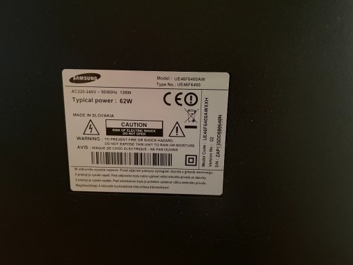 Zdjęcie oferty: Telewizor Samsung UE46F6400AW rok 2013 na części