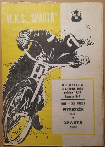 Zdjęcie oferty: DMP XII RUNDA WYBRZEŻE GDN-SPARTA W-W  1968 R