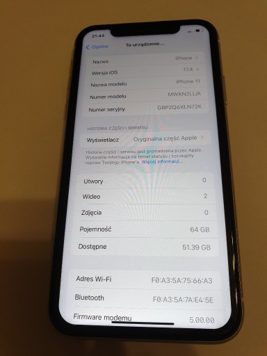 Zdjęcie oferty: Smartfon Apple iPhone 11 4 GB / 64 GB 4G biały