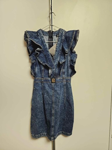 Zdjęcie oferty: Balmain sukienka Jeans Jeansowa Falbany XS