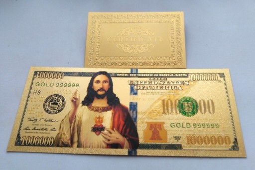 Zdjęcie oferty: Banknot pozłacany 24k   JEZUS - USA z BŁĘDEM!!! 