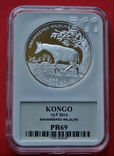 Zdjęcie oferty: Okapi  10 Franków 2010 r.  - Kongo - GCN PR 69