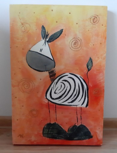 Zdjęcie oferty: Obraz ręcznie malowany dziecięcy - Zebra