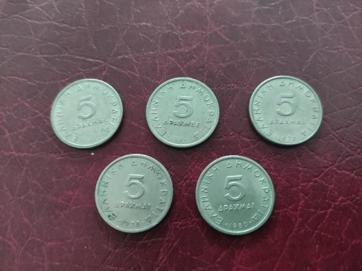 Zdjęcie oferty: Grecja 5 drachm 1978, 1982, 1984, 1990, 1992,1998