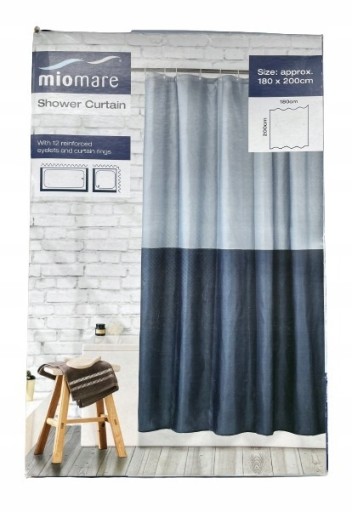 Zdjęcie oferty: Zasłona prysznicowa tekstylna Miomare 180 x 200 cm