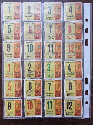 Zdjęcie oferty: bilety Warszawa MZK znaczki 24 sztuki 1975/76