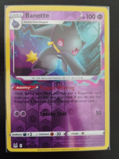 Zdjęcie oferty: Lost Origin - Banette rare Reverse Holo