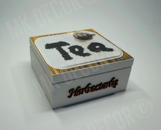 Zdjęcie oferty: HERBACIARKA, pudełko na herbatę 4 przegrody TEA