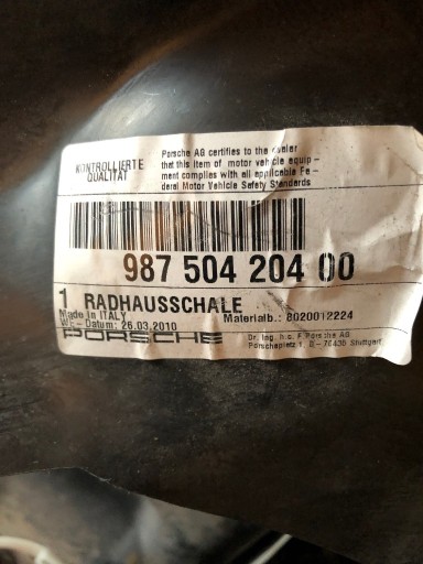 Zdjęcie oferty: Porsche 987 Cayman, Boxter nadkole 98750420400