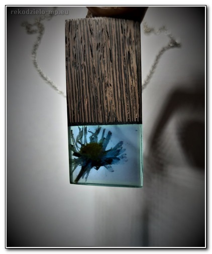 Zdjęcie oferty: Naszyjnik z żywicy i drewna niebieski- stokrotka
