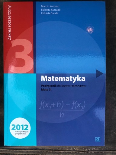 Zdjęcie oferty: Matematyka Klasa 3. Zakres rozszerzony Podręcznik