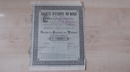 Zdjęcie oferty: Societe D'Etudes du Nord 1911