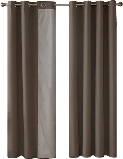 Zdjęcie oferty: Brązowe zasłony zaciemniające z folią termiczną 132 x 214 (2 sztuki)
