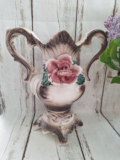 Zdjęcie oferty: Piękny wazon z uchwytami, rękodzieło 