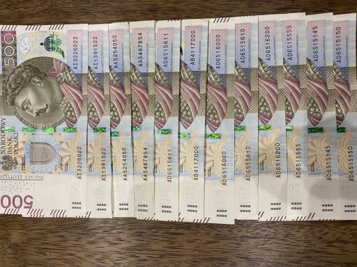 Zdjęcie oferty: Banknoty 500 zł seria A rzadkie numery serii