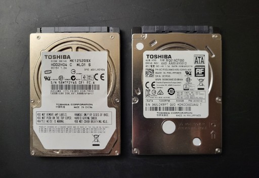 Zdjęcie oferty: Dwa dyski twarde HDD 2,5" Toshiba - 500 GB i 120GB