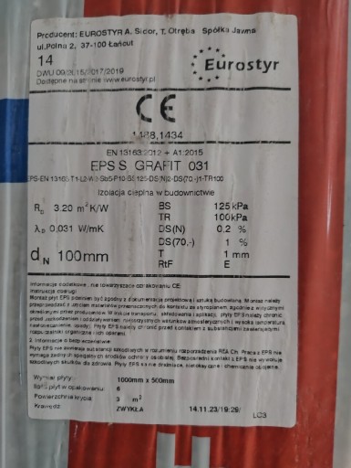 Zdjęcie oferty: Styropian 10 cm Eurostyr EPS 031 elewacyjny grafit
