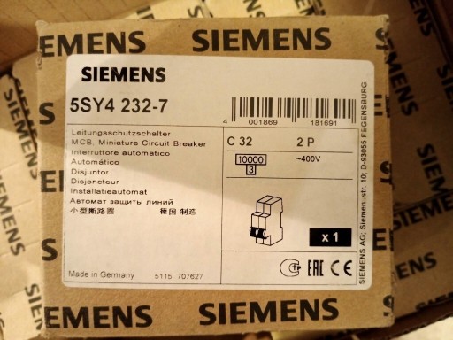 Zdjęcie oferty: SIEMENS 5SY4 232-7, WYŁĄCZNIK, C32A, 400V, 2P 