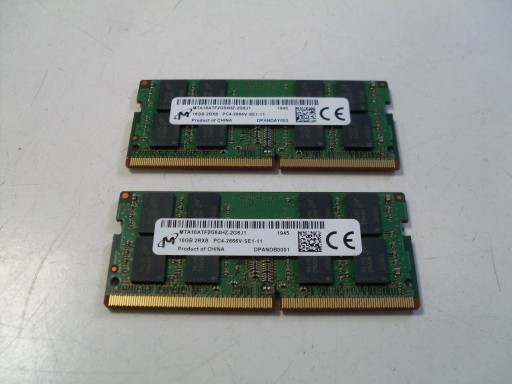 Zdjęcie oferty: RAM 32GB DDR4 laptopowe, 2x16GB Micron 2666 Mhz