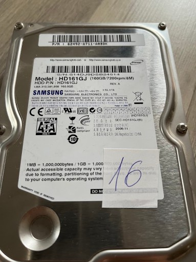 Zdjęcie oferty: Dysk twardy SAMSUNG HD161GJ 160 GB