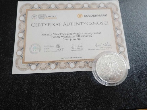 Zdjęcie oferty: srebrna moneta 1oz wiedeński filharmonik