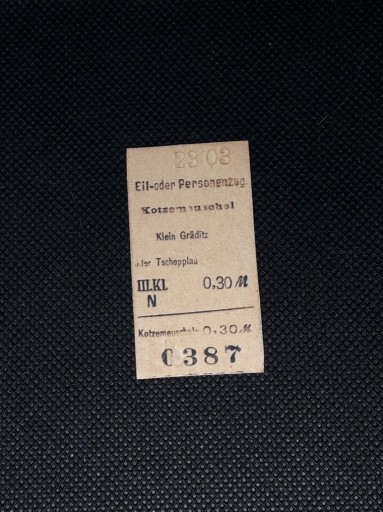 Zdjęcie oferty: Magnes Bilet Kotzemauchsel (Chociemyśl) - Klein Graditz