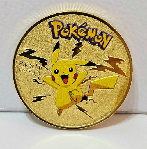 Zdjęcie oferty: Pokemony. Pikachu moneta w kolorze złotym.