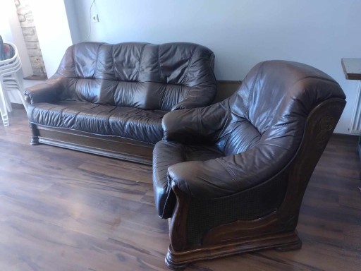 Zdjęcie oferty: Komplet wypoczynkowy skórzany sofa + 2 fotele