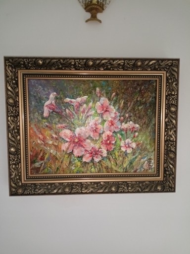 Zdjęcie oferty: Obraz olejny 30 x 40 w złotej ramie. Kwiaty