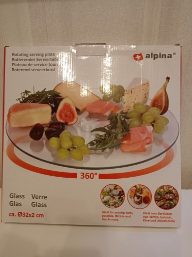 Zdjęcie oferty: Szklana patera, taca obrotowa Alpina 32 cm. NOWA.