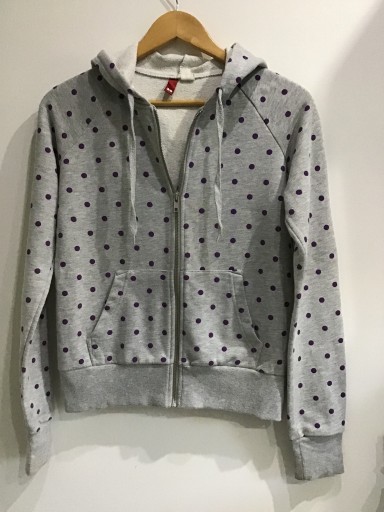 Zdjęcie oferty: Szara bluza w fioletowe grochy H&M rozm. 38 